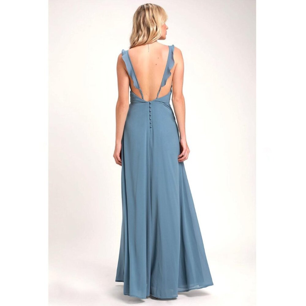Lulus Meteoric Rise Slate-Blue Maxi Dress